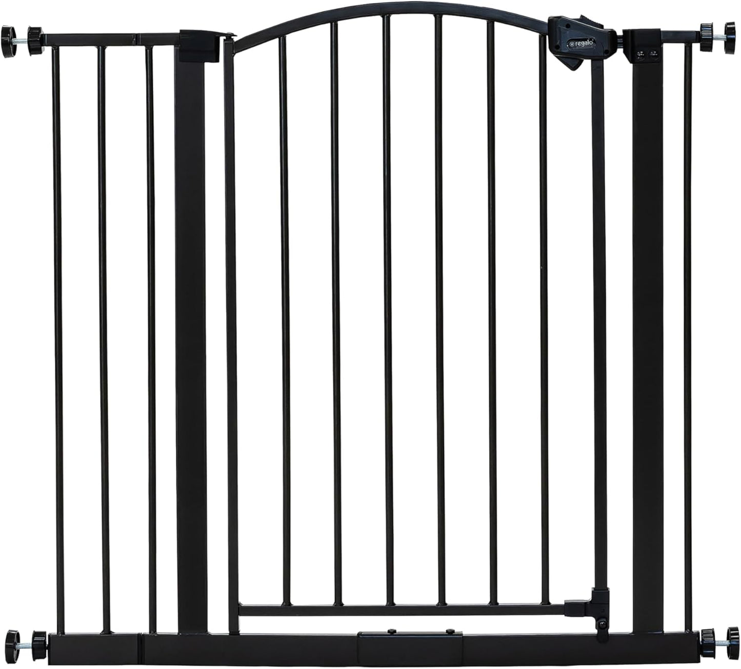 Regalo Safety 30.5-58" Extra Wide Arch Baby Gate with Door, Pressure Mount Walk Through Gate for Doorways & Bottom of Stairs, Babies, Toddlers & Pets, Tested & Safe, American Designed, American Owned