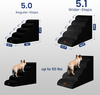 GoGoBunny Ramp Dog Stairs for Couch Sofa and Chair 15.7" H, 3-Step Pet Steps for Small Dogs and Cats, Non-Slip Waterproof Fabric Cover, Stable and Balanced Indoor Step, Pets Friendly, Grey