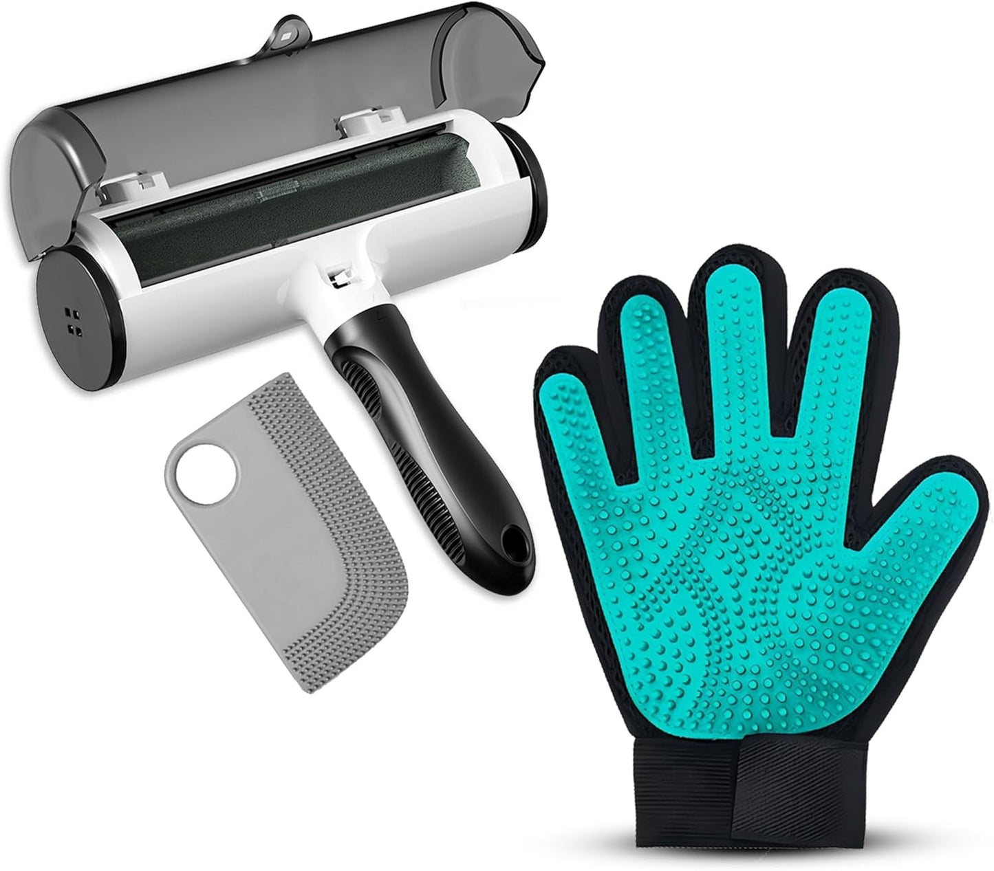 Pet Hair Removal Glove for Dogs & Cats – Dog Grooming Gloves for Shedding, Pet Hair Remover Glove – Pet Grooming Gloves, Cat Grooming Gloves & Cat Brush Glove (Glove + Finger Toothbrush Kit)