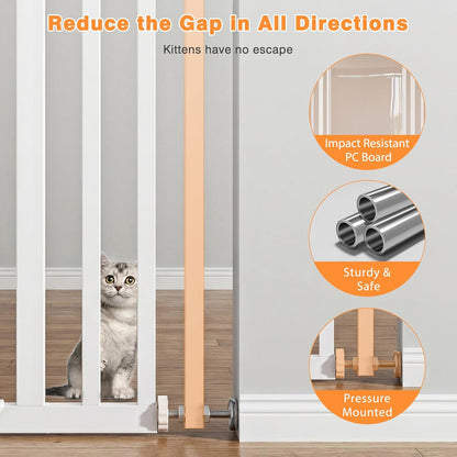 78.7" Extra Tall Transparent Cat Gate for Doorway, PC Board Clear Pet Gate with 27”-37” Adjustable Width, Pressure Mounted Dog Gate with Auto Locking, for Stairs/Kitchen/Hallways, No Drilling