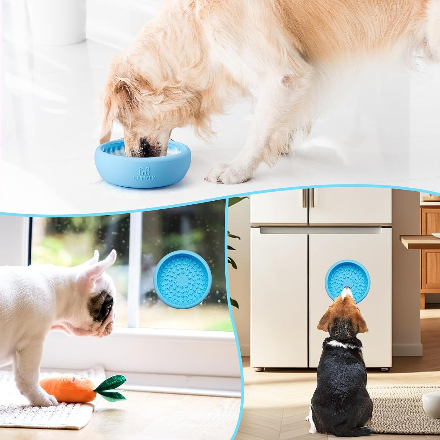 Dog Lick Bowl, Bestalk Anxiety Relief Lick Mat for Dogs, Non-Slip Freeze Licking Bowl Enrichment Puzzle Feeder for Distraction, BPA Free Silicone, Dishwasher Safe(Purple,L)