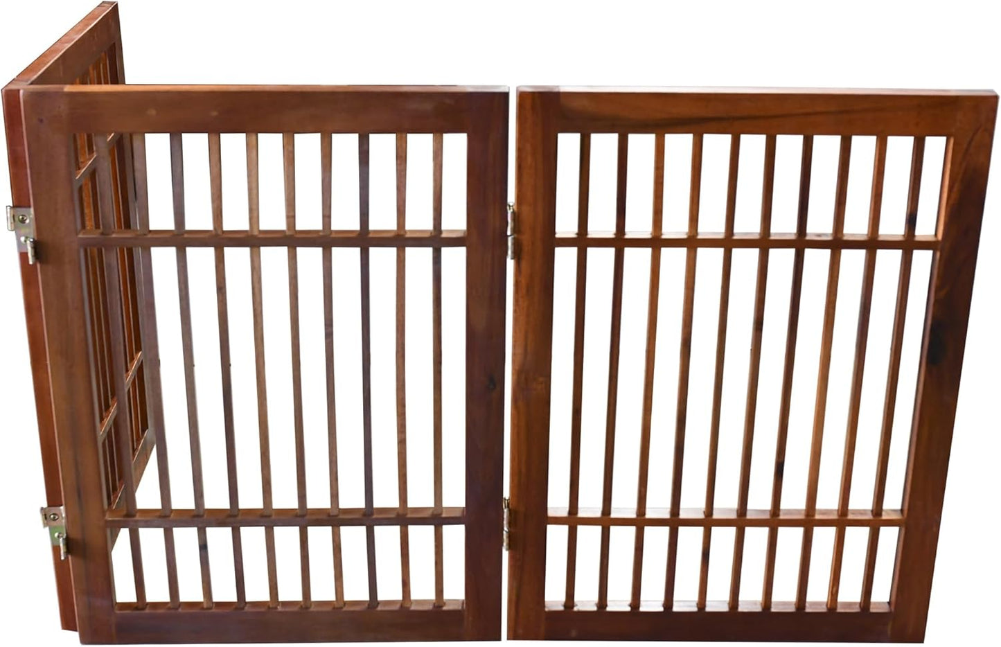 Urnporium Freestanding Wooden Dog Gate for Doorways – Foldable Acacia Wood Pet Gate, No Drill Portable Indoor/Outdoor Puppy Fence Barrier (White Pet Gate, 3 Panel 24" Tall)