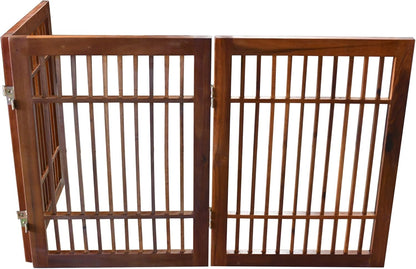 Urnporium Freestanding Wooden Dog Gate for Doorways – Foldable Acacia Wood Pet Gate, No Drill Portable Indoor/Outdoor Puppy Fence Barrier (White Pet Gate, 3 Panel 24" Tall)