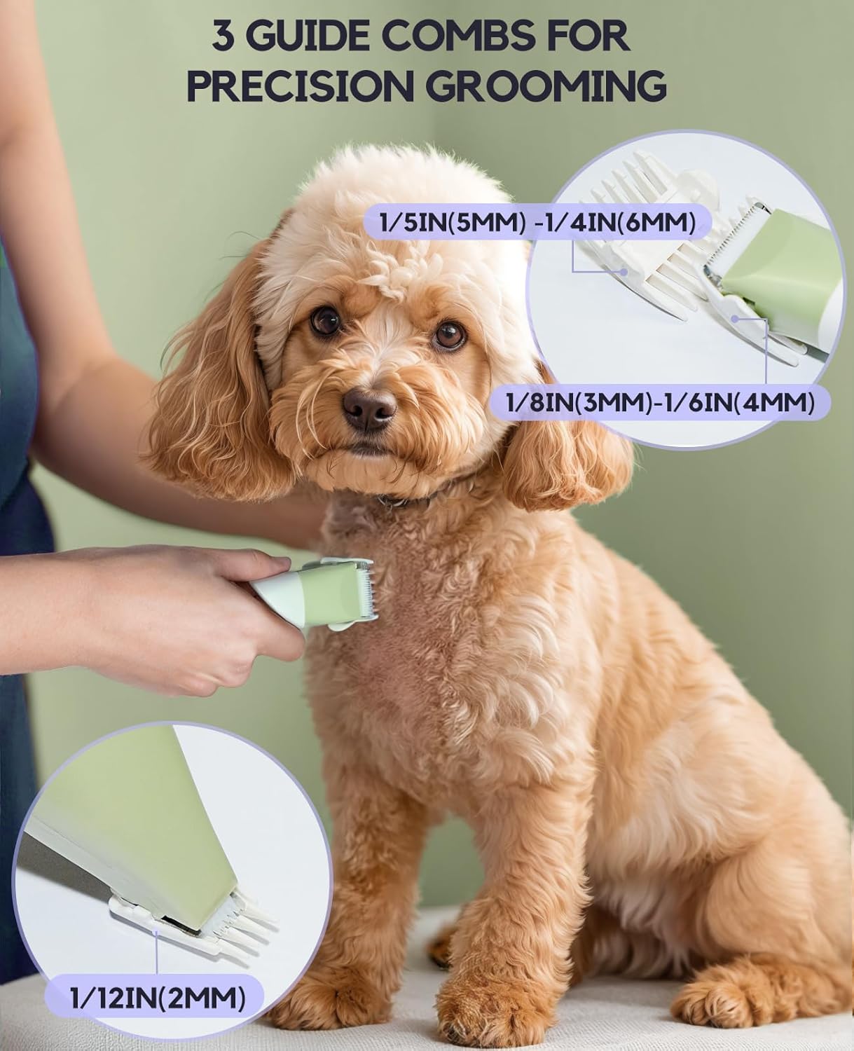 Dog Clippers Grooming Kit, 4 in 1 Quiet Cordless Dog Paw Trimmer & Nail Grinder, Small Cat Clippers Electric Rechargeable Low Noise Pet Shaver for Trimming Hair on Paw Eye Ear Face Rump (Pink)