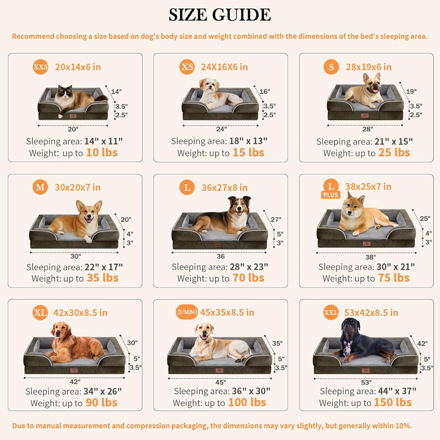 Comfort Expression Orthopedic Dog Bed for Extra Large Dogs 42x30 Inch, Waterproof Egg Crate Foam XL Pet Bed with Removable Bolsters, Dog Couch with Washable Cover & Non-Slip Bottom, Grey - Colors A