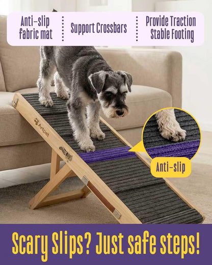 Dog Ramp for Small Dogs for Couch & Bed, Dachshund Joint Care Ramp,Foldable, Anti-Slip, Portable, Height Adjustable, Supports Up to 35 lbs