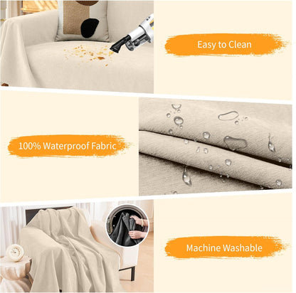 Deep Dream Cat-Scratch Resistant Couch Cover, Waterproof Sofa Cover for 3 Cushion Couch Washable, Pet Friendly Couch Protectors Anti Slip Thickened Love Seat Slipcovers for Pets, 71" x 118", Dark Grey