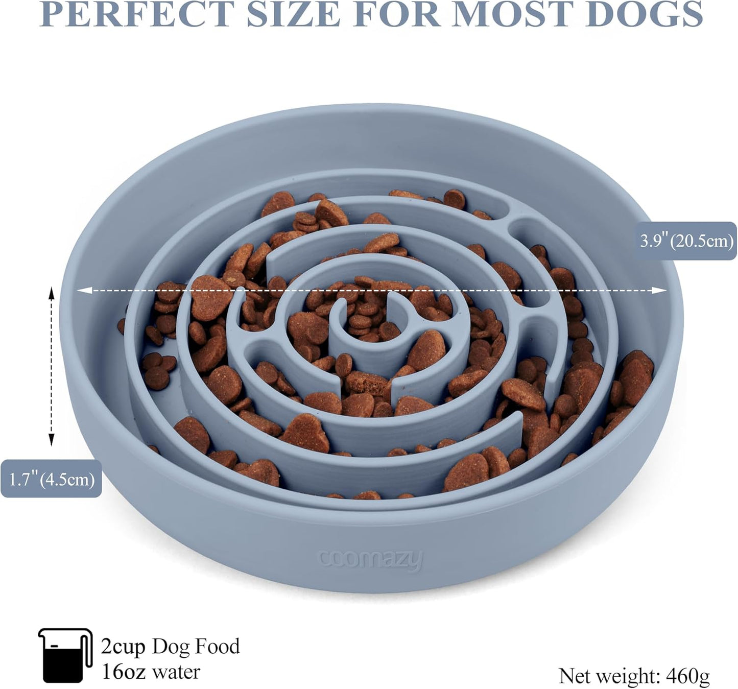 Coomazy Extra Large Slow Feeder Bowl, Silicone Dog Bowl with Suction Cups, Slow Feeder & Non-Slip Design, Boredom and Anxiety Reducer, Suitable for Large Dogs, Avocado Green, 5 Cup