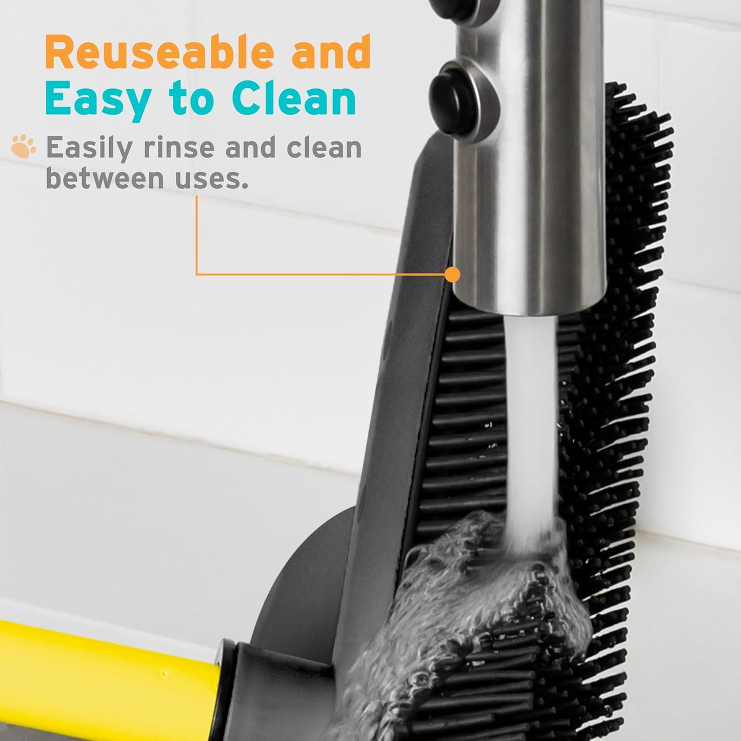 FURemover Pet Hair Removal Rubber Broom, 58" Telescopic Handle