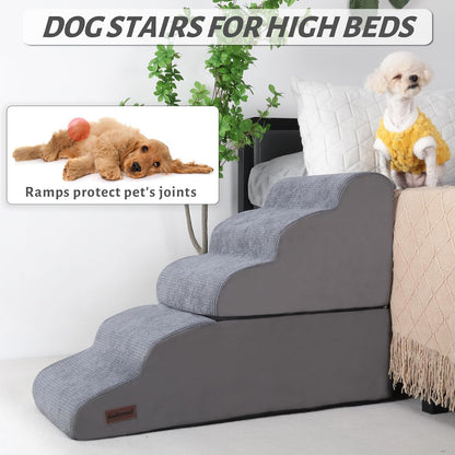 Aodisman 3-Step Dog Ramp and Stairs for Sofa and Chair - Non-Slip Sturdy Pet Steps for Small Dogs and Cats,15.7" H,Grey