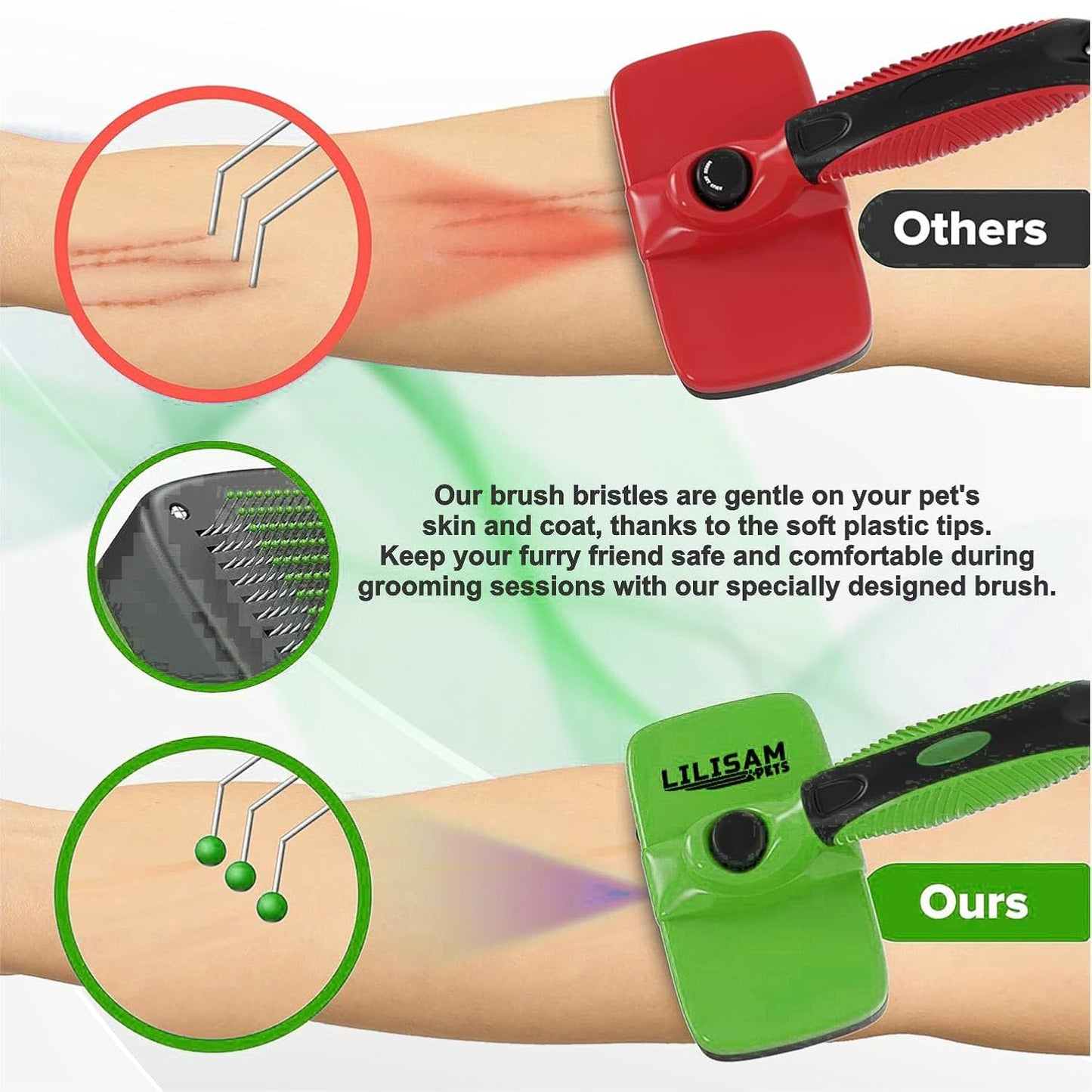 Pet Self Cleaning Slicker Brush and Grooming Comb - Gently Removes Loose Hair, Tangles, and Dirt - Skin Friendly Deshedding Grooming Tool for Hair Dogs & Cats - Pet Supplies Accessories (Purple)