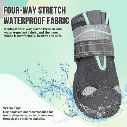 SlowTon Dog Shoes for Large Small Medium Dogs - Breathable Dog Boots for Summer Hot Pavement, Paw Protector for Outdoor Walking Winter Snow, Anti-Slip Rubber Dog Booties for Hardwood Floor (Green, 6)
