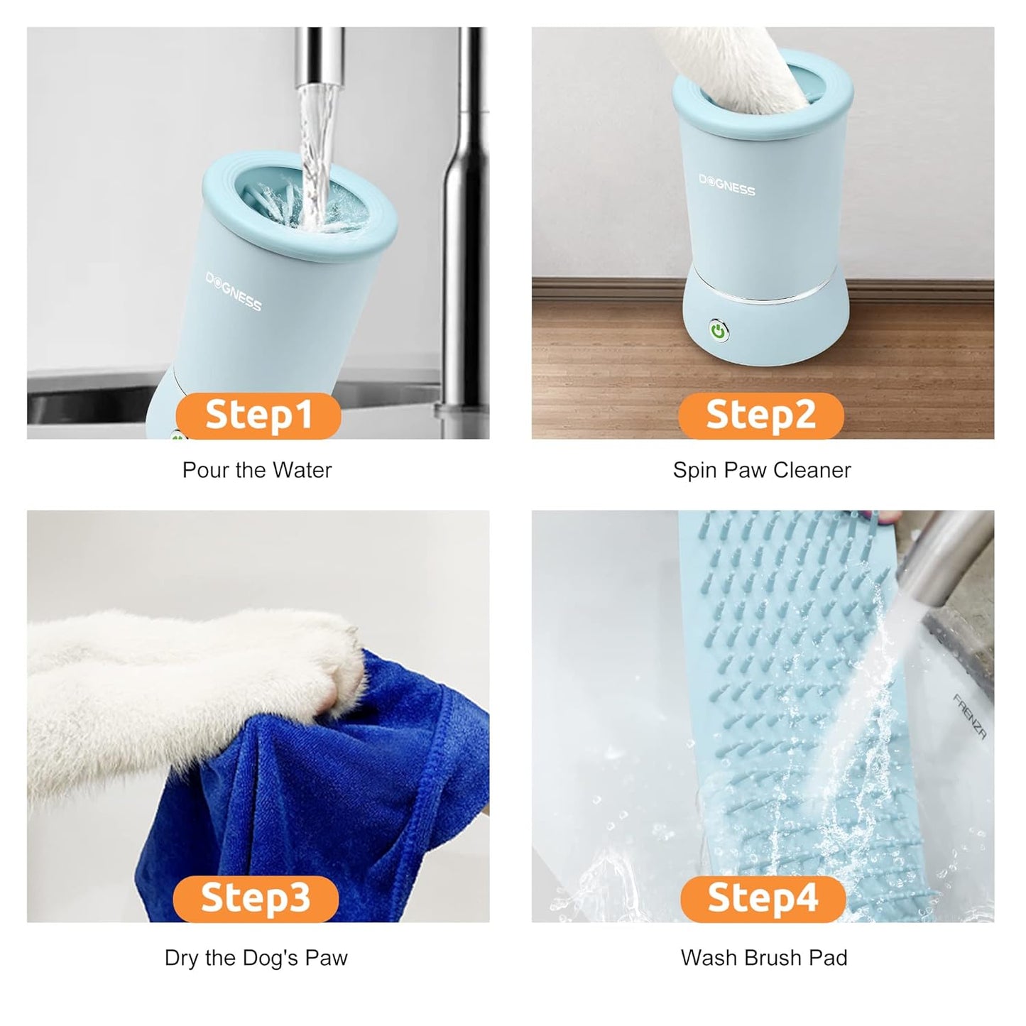 DOGNESS W01 Automatic Dog Paw Cleaner for Small to Medium Dogs (White)