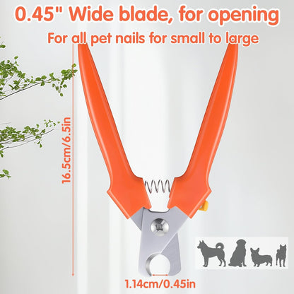 Dog Nail Clipper, Stainless Steel Pet Nail Clippers, Orange Dog Clippers for Nails, Large Professional Nails Clipper for Cats and Dogs