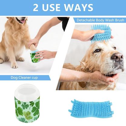 Dog Paw Cleaner Cups for Dogs Pet Foot Washer Paw Scrubber for Medium Small Dogs Cats Cleaning Cup Cute Yellow Fiesta Guitars Cacti and Ethnic Birds