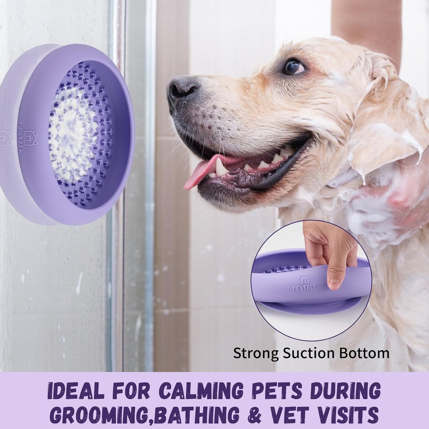 Dog Lick Bowl, Bestalk Anxiety Relief Slow Feeder Dog Lick Mat Treat Dispenser, Non-Slip Licking Bowl Enrichment Toys, BPA Free Silicone, Dishwasher Safe
