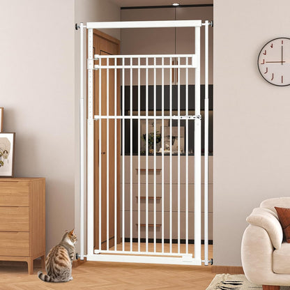 78.8" Extra Tall Pet Gate for Cat/Dog, 32.8-37.4" Wide Tall Cat Gate for Doorways/Hallways, NO Drilling Pressure Mounted Dog Gate for Stairs, Studio, Kitchen (Black)