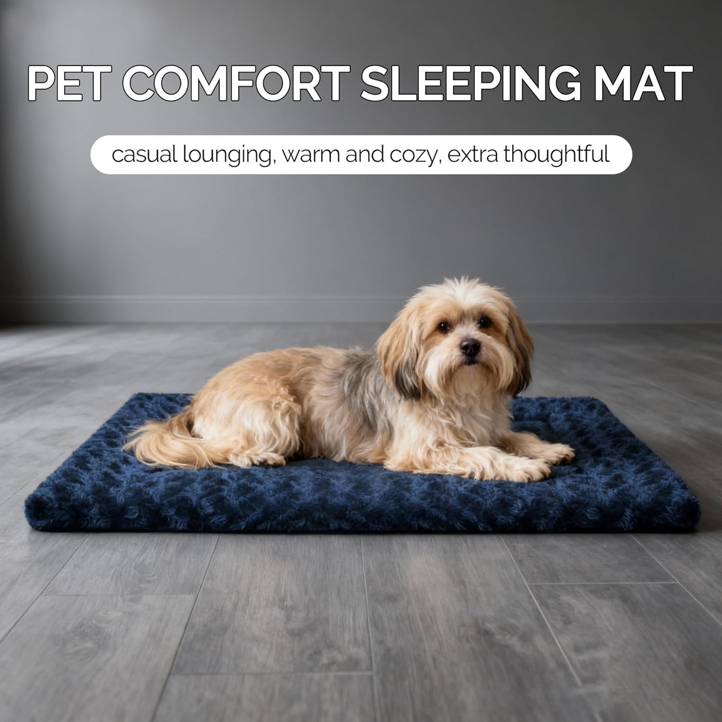 Dog Bed Mat, Reversible Crate Pad & Cute Dog Bed - Machine Washable Kennel Mat with Ultra Soft for Small Dogs (Cool/Warm), 24" x 18", Grey&Star