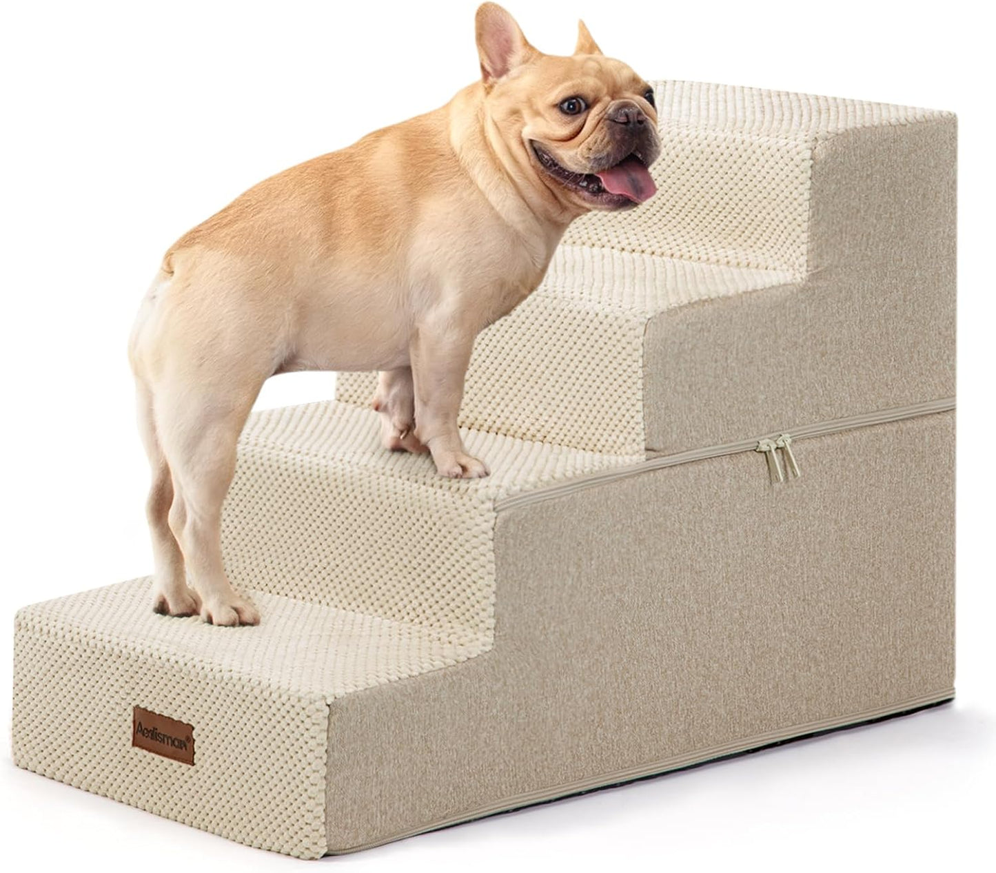 Aodisman Dog Steps for Bed and Couch, 4-Step Pet Stairs for Small Dogs, Indoor Non-Slip Dog Stairs for Old Cats, Puppy, Small Medium Dogs,18.5" H,Grey