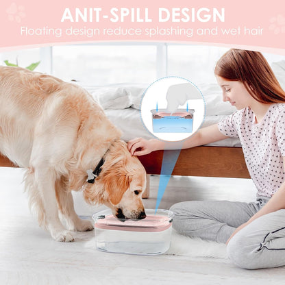 AONKEY 3L Dog Water Bowl No Spill, 101oz Large Spill Proof Dog Bowl Reduce Refill, Anti Splash No Mess Dispenser Dripless Slow Drinking Water Bowl for Sloppy Messy Drinkers (Gray)