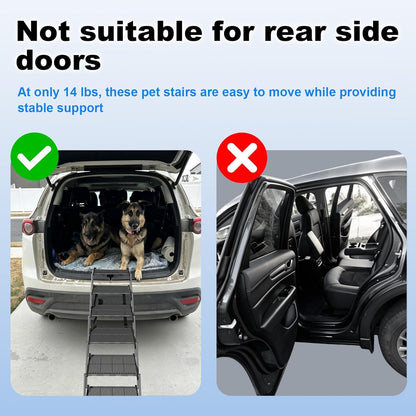 Dog Ramp for Car, SUV & Truck, Portable Pet Stairs with Non-Slip and Easy-Clean Surface, Extra Large Dog Step with Adjustable Size, Supports up to 250 lbs.