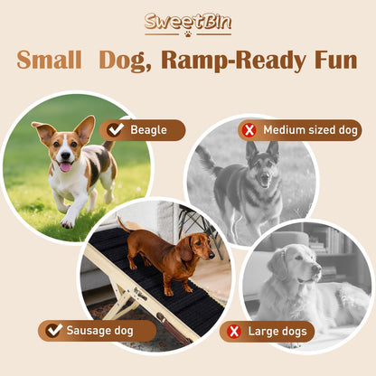 2026 Upgraded Dog Ramp for Couch - Foldable Small Dog Ramp for Bed - 4 Adjustable Height from 12" to 20" - Portable Pet Stairs with Non-Slip Pad - Pet Ramps Use for Low Bed Couch Steps Up to 60LBS