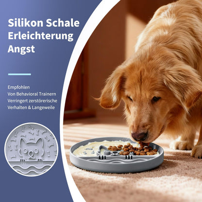 Slow Feeder Dog Bowl for Small Medium Dogs & Cats, 7.5 Inch Non Slip Slow Bowl with 37 Suction Cups, Anti-Choking Food Grade Silicone Slow Eating Bowl