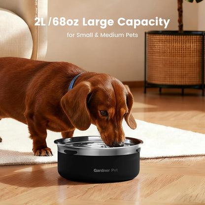 Gardner Pet Slow Water Bowl for Dogs – No Spill, Anti-Splash Floating Plate Design, Slows Drinking to Reduce Mess, Keeps Water Clean & Floors Dry, 3.8L(White)