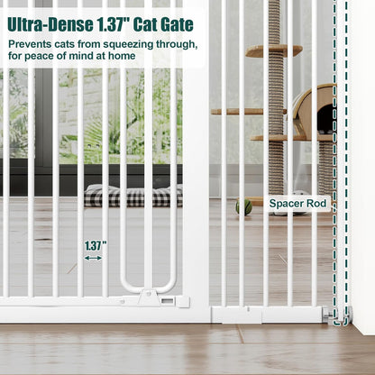 keny 29.7"-46" Baby Gate for Stairs, Auto Close Dog Gates for Doorways, Pressured Mounted No Drilling Pet Gate Extra Wide, One-Hand Opening Dual Lock Stair Gate, Indoor Kids Necessities, Black