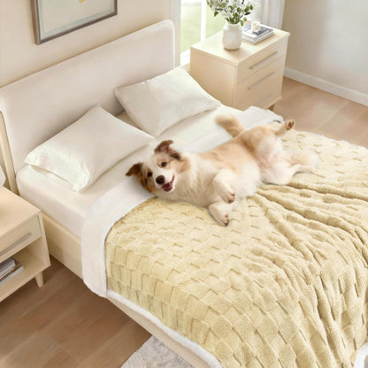 Luciphia Waterproof Dog Blanket, Leakproof Small Pet Blanket for Couch Sofa Bed Furniture Cover Protector, Washable Soft Sherpa Fleece with 3D Jacquard, Cozy Calming Reversible, Gray White, 40"x28"