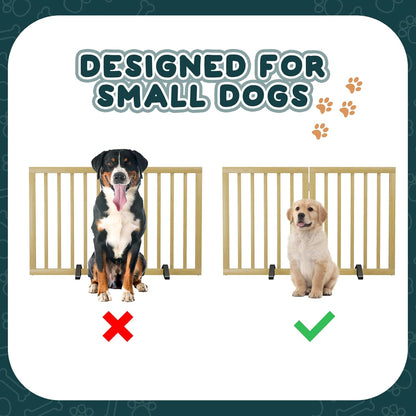 Freestanding Dog Gates Indoor, 3-Panel Pet Gates with 2 Metal Stands and 360° Hinge, 24" H Foldable Dog Gate for Stairs, Doorway, Kitchen, Expands Up to 55" Fully Assembled - Black Walnut