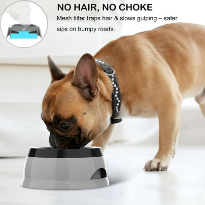 25oz Slow Drink Dog Water Bowl, No Spill Water Bowl for Dogs Cats, Non-Splash No Mess Puppy Kitten Water Feeder, Carried Portable Base for Vehicle Car,Travel,Home (Small/Medium Pets) - Pink