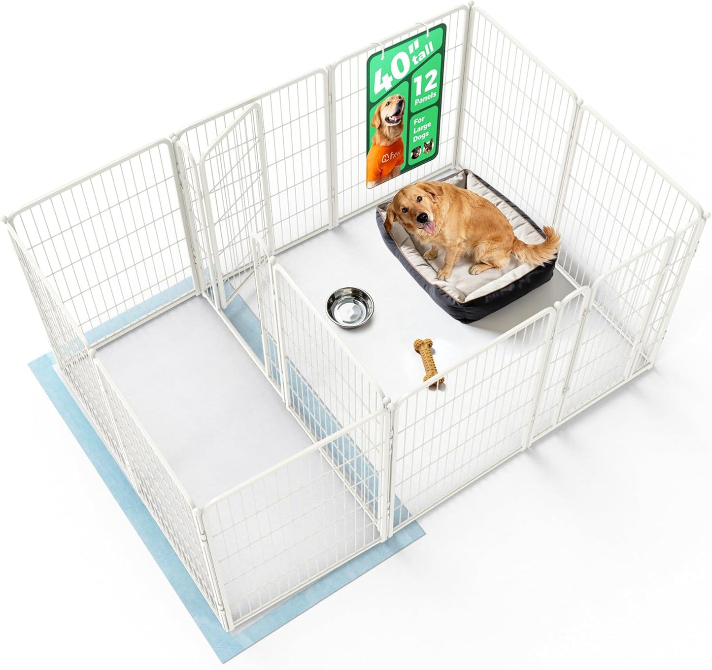 FXW Homeplus Unleashed Indoor Dog Playpen - Stress-Free and Safe Play, Heavy Duty 24 Inch 6 Panels Dog Pen for Puppy and Small Dogs, Black│Patented
