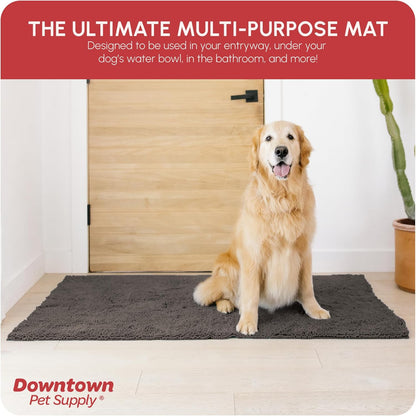 My Doggy Place Dog Mud Mat, 36"x26" Ash – Thick Microfiber Entry Rug for Snow, Mud & Salt – Absorbent, Quick-Dry, Washer-Safe & Non-Slip, Large