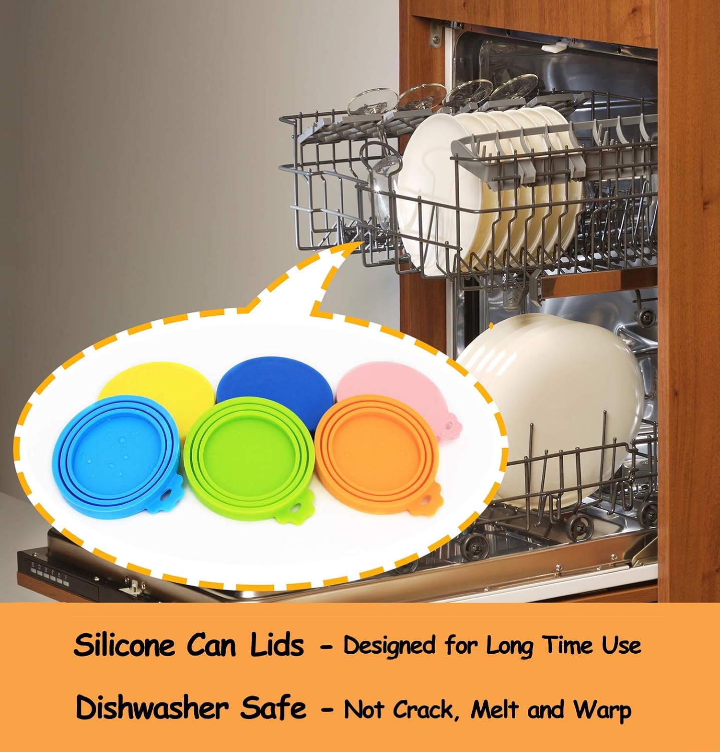 Comtim Pet Food Can Cover Silicone Can Lids for Dog and Cat Food(Universal Size,One fit 3 Standard Size Food Cans) (Blue/Purple)