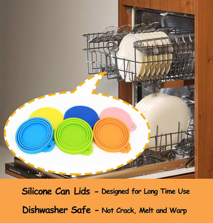 Comtim Pet Food Can Cover Silicone Can Lids for Dog and Cat Food(Universal Size,One fit 3 Standard Size Food Cans) (Blue/Purple)