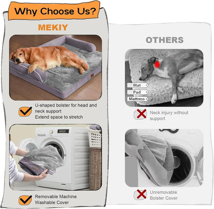 Large Dog Bed Orthopedic Washable - Beds Bolster - Medium XL XLarge Big Dogs - Memory Foam Couch Sofa - Waterproof with Removable Cover