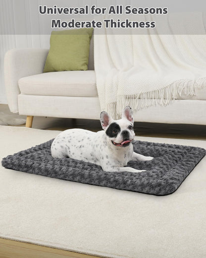 Washable Dog Bed Mat Ultra Soft Dog Crate Pad Comfy Fluffy Pet Kennel Beds Sleeping Mattress for Large Jumbo Medium Small Dogs, 36 x 23 Inch, Gray