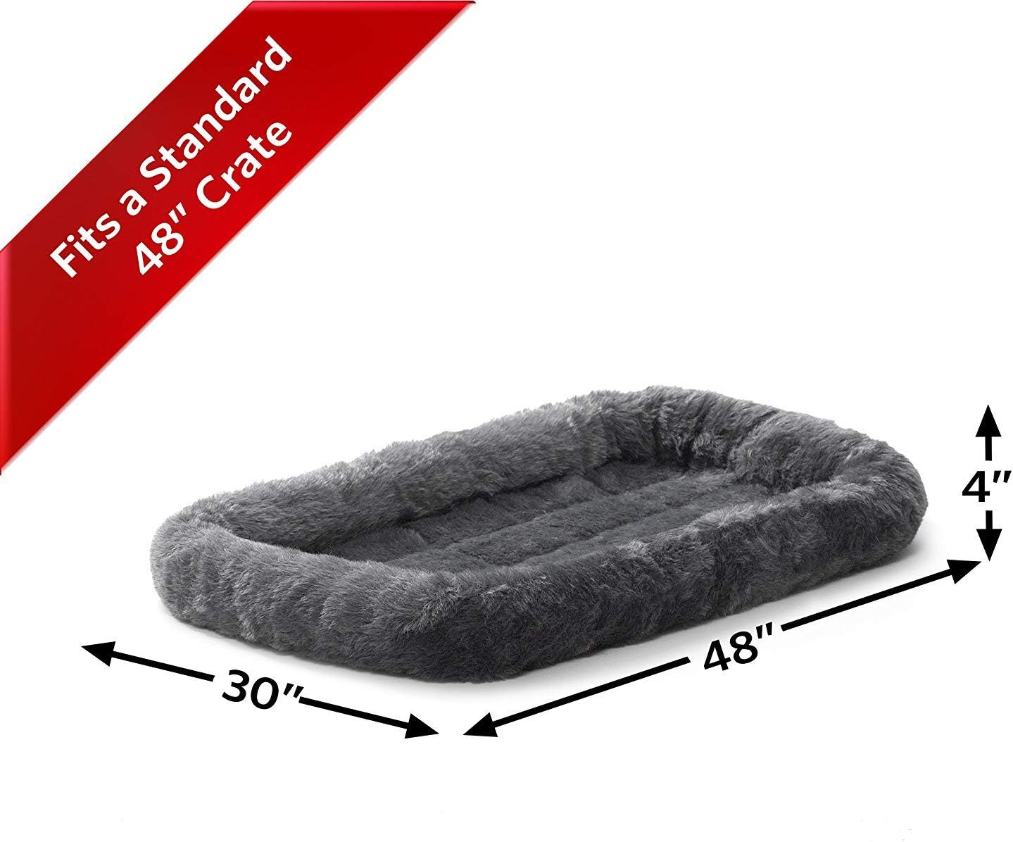 MidWest Homes for Pets QuietTime Dog Bed - White Fleece Bolster, Ultra-Soft and Machine Washable, Fits 24-Inch Crates and Carriers, for Small Breed Dogs