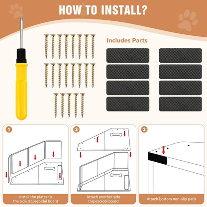 VavoPaw Dog Ramps for Small Dogs, Dog Steps for Couch with Non-slip Cover and Pads, Gentle Slope Ramp for Dogs to Get on Bed, Couch, Patio, Window Sill, Car, Easy up and down Pet Ramps for Puppy, Cats