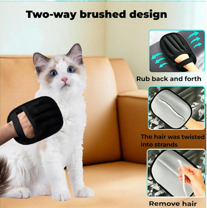 Pet Hair Removal Glove WithNailClipper for Dogs & Cats, 5-Finger Design Reusable Electrostatic Pet Hair Remover Tool for Clothing, Couch, Carpet, Car Seat