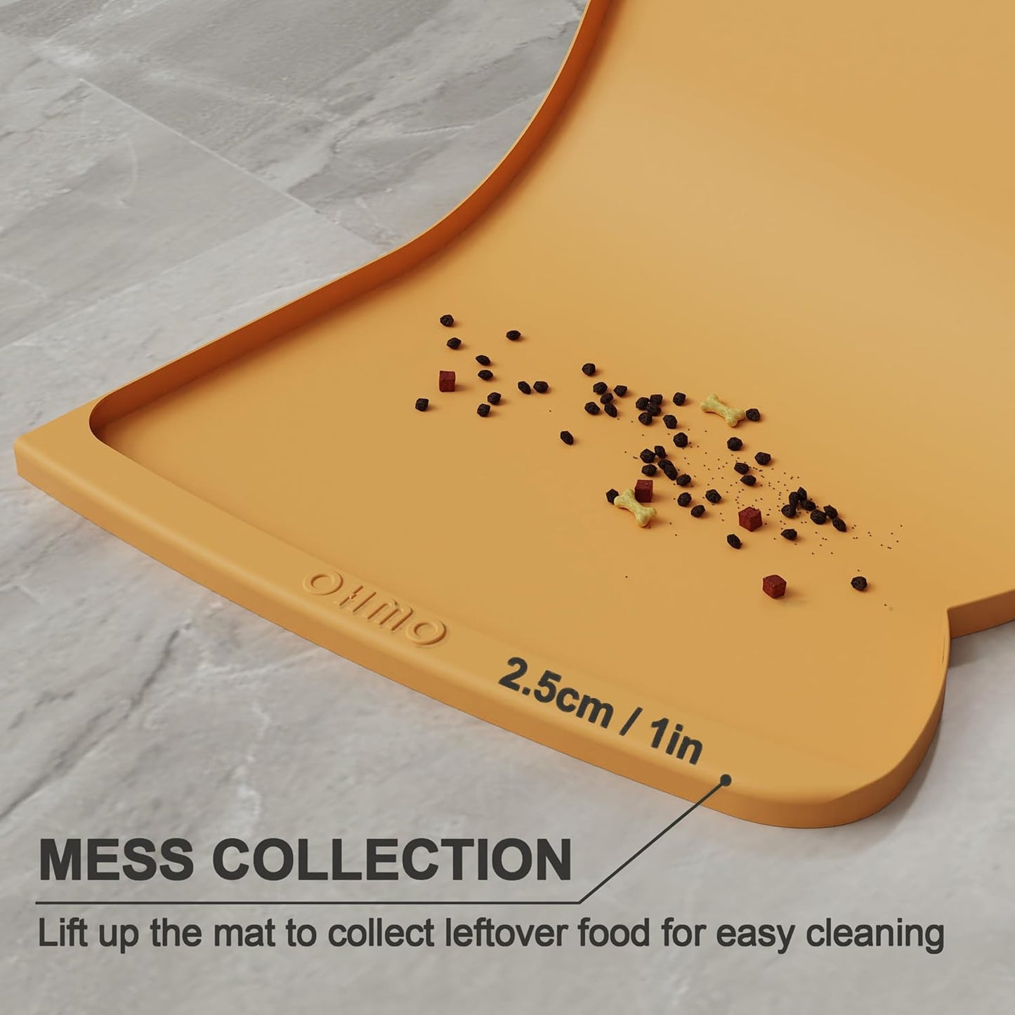 OHMO - Cat Food Mat, Silicone Pet Feeding Mat for Floor Non-Skid Waterproof Dog Water Bowl Tray, Easy to Clean Pet Placemat (Erythrinus, 18 * 9.8'')