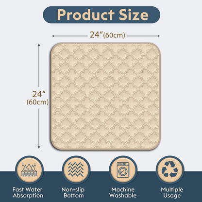 FunFurry Washable Pee Pads for Dogs - 4 Pack Reusable Pee Pads，Waterproof Puppy Pads，Pet Training Pads，Super Absorbent with Dog Paw Shape Non-Slip Backing (Cream, 18" X 24" - 4 Pack)