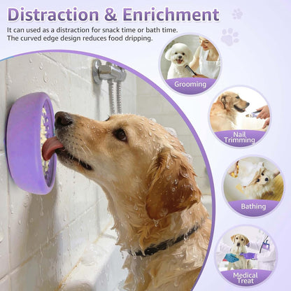 Dog Lick Bowl, ZOURYNUA Non-Slip Slow Feeder Dog Bowls, Enrichment Licking Mat for Distraction, Anxiety Relief Treat Dispenser Freezer, BPA Free Silicone & Dishwasher Safe (Pink, Small)