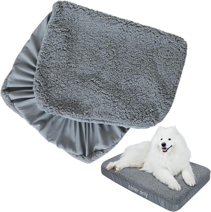 Dog Bed Covers Soft Plush Replacement Washable, Waterproof Pet Bed Liner Grey 36x27 Inches, for Dog/Cat, Cover Only