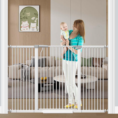 Fairy Baby 40.5" Extra Tall Baby Gate for Stairs, Fits Openings of 40.6" to 54.7" Wide, Extra Wide Dog Gate Indoor, Pressure Mounted Walk Thru Swing Auto Close Metal Puppy Barrier for Doorway, Black