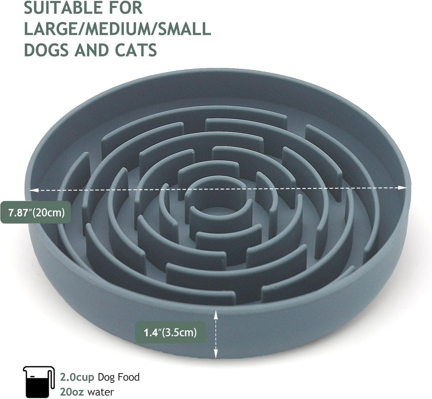 Slow Feeder Dog Bowls, Interactive Silicone Dog Feeding Bowls for Dogs & Cats, Slow Feeder Non-Slip with Suction Cups, Anti-Choking, Non BPA, Reduces Boredom, Anxiety, Dishwasher Microwave Safe