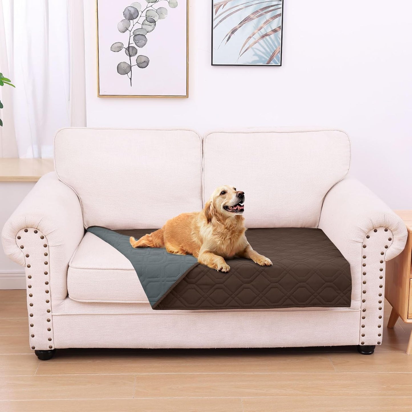 hyha Waterproof Dog Bed Blanket, Soft Pet Blankets, Waterproof Couch Cover for Dogs, Reversible Sofa Covers Washable for Furniture (30x70 Inch, Taupe/Beige)