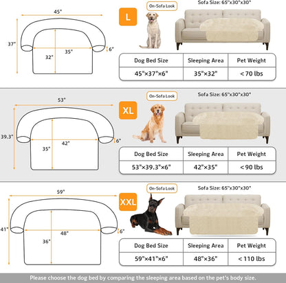 Calming Dog Bed Fluffy Plush Dog Mat for Furniture Protector with Removable Washable Cover for Large Medium Small Dogs and Cats (Large, Light Grey)
