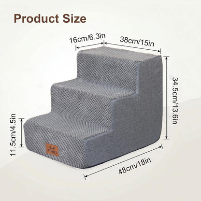 2 Pack Dog Stairs for Small Dogs 3-Step Pet Stairs for Bed Couch Chair Stool Non-Slip Pet Steps for Puppy Small Dogs Cat Older Pet Grey 13.6" H